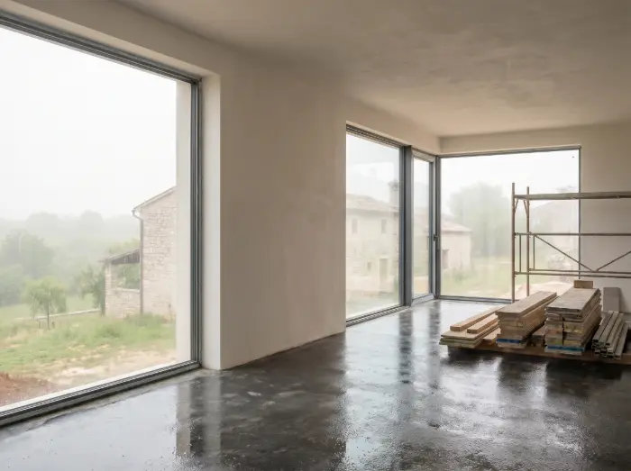 Svježa glazura i ožbukani zidovi u novogradnji - Isušivanje vlage - Kapljica